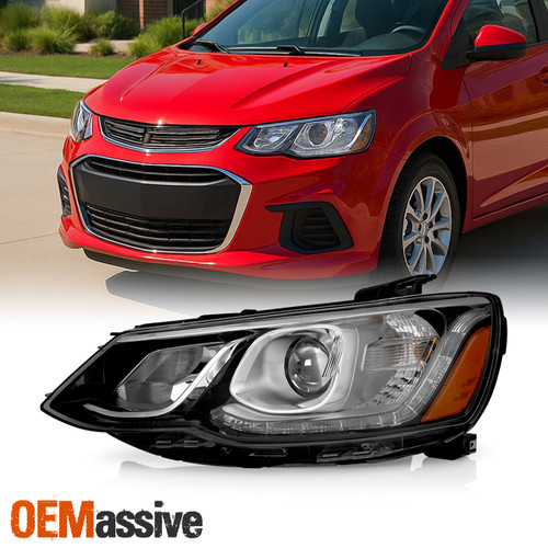 For 17-20 Chevy Sonic Halogen Projector Black Headlight Driver w/ LED DRL Signal