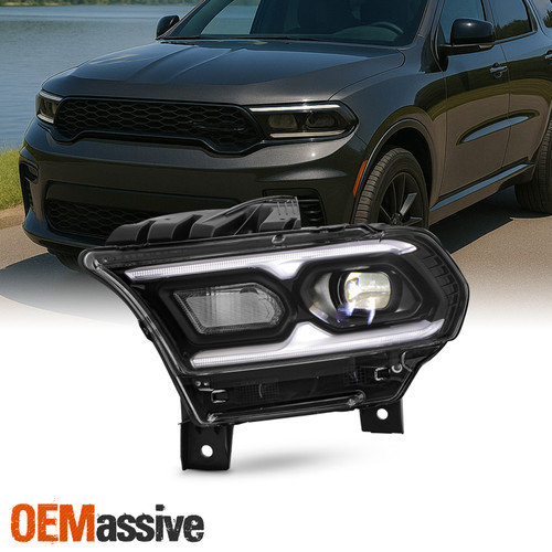 For 21-24 Dodge Durango Black Bezel Projector Headlight Driver w/ Halogen Signal