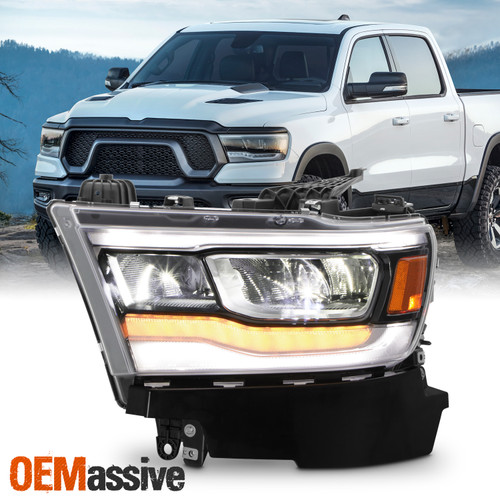 For 2019-2023 Ram 1500 Chrome Bezel FULL LED Headlight Driver w/ DRL Turn Signal