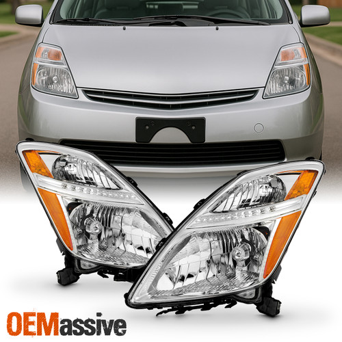 For 2006-2009 Toyota Prius Xenon/HID Type Chrome Headlights Pair Driver+Passenge