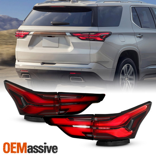 For 2022-2024 Chevy Traverse Full LED Black Red Tail Lights Pair 4ps Inner+Outer