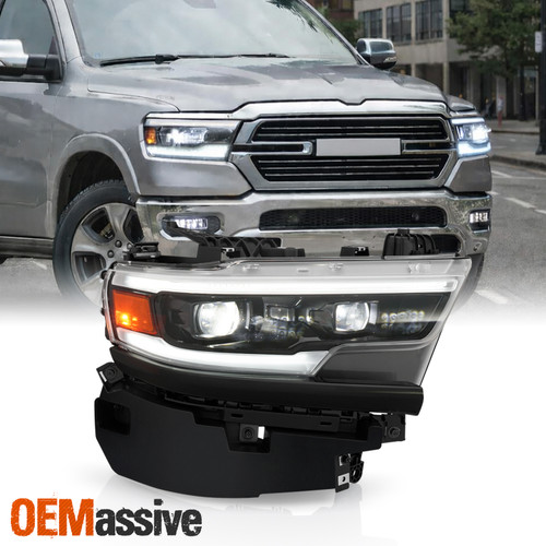 For 19-24 RAM 1500 Dual Projector Black Headlight Passenger w/AFS LED DRL Signal