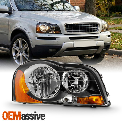 For 2003-2014 Volvo XC90 [Halogen Type] Black Headlight Headlamp Passenger Right