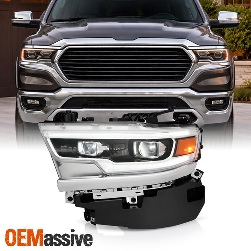 For 2019-2024 RAM 1500 Dual Projector Chrome Headlight Left w/AFS LED DRL Signal