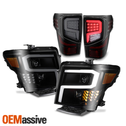 For 2016-2021 Nissan Titan LED Switchback Light Tube Headlights + Tail Lights