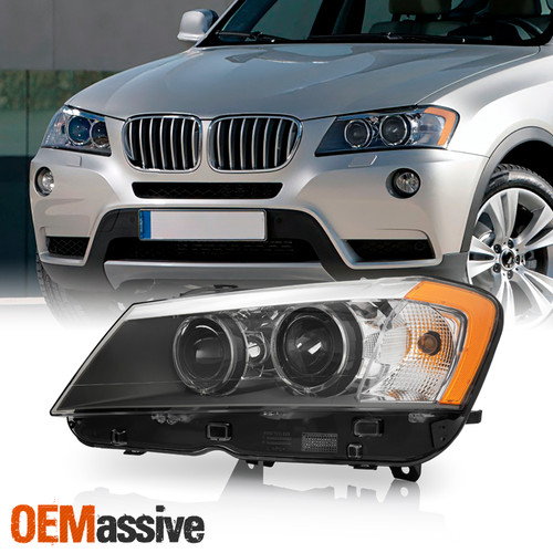 For 2011-2014 BMW X3 F25 HID Projector Black Headlight Left w/ non-Auto leveling