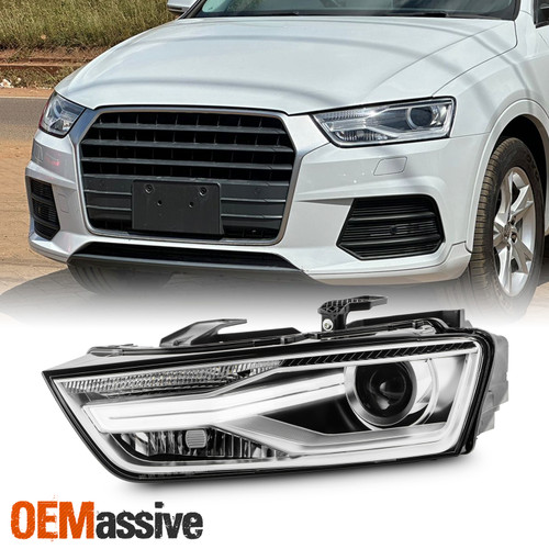 For 2016-2018 Audi Q3 HID Type Projector Black Headlight Left w/ LED DRL Running