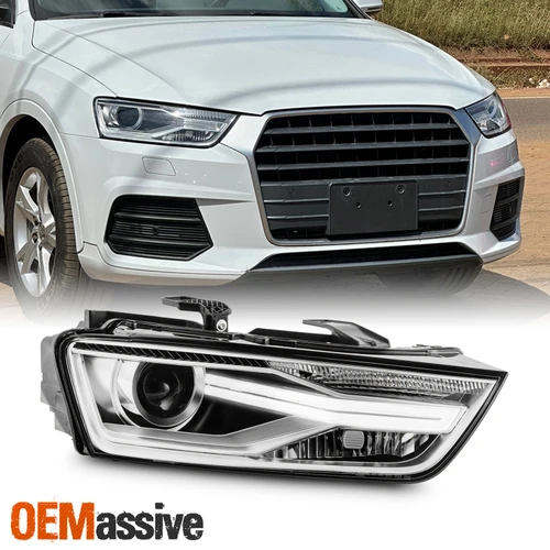 For 2016-2018 Audi Q3 HID Type Projector Black Headlight Right w/LED DRL Running