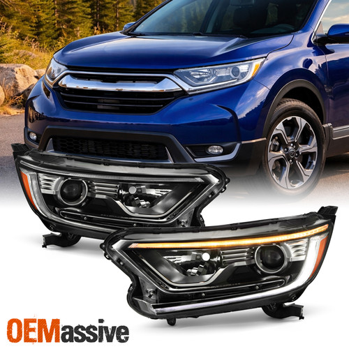For 17-22 Honda CRV LX/EX/EXL Halogen Projector Headlights w/LED DRL Tube Signal