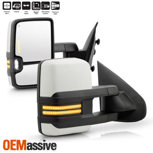For 14-18 Chevy Silverado|GMC Sierra Power Heated Signal Manual Fold Tow Mirror