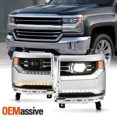 For 2016-2018 Chevy Silverado 1500 Full LED Headlights Headlamp Driver-Passenger
