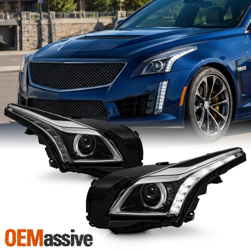 For 2015-2019 Cadillac CTS HID/Xenon w/LED DRL Projector Headlights Assembly Set