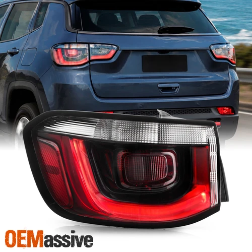 For 2017-2020 Jeep Compass Full Halogen Black Red Tail Light OuterLeft w/Running