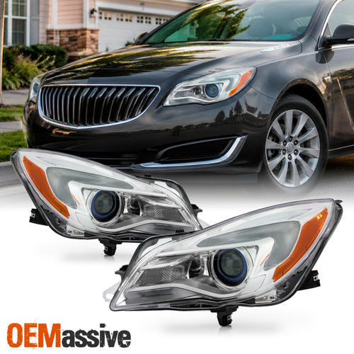 For 2014-2017 Buick Regal Sedan [Halogen Type] Projector Chrome Headlights Pair