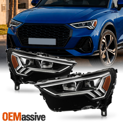 For 2019-2024 Audi A3 [Full LED] Projector Black Headlights Pair w/ AFS Signal