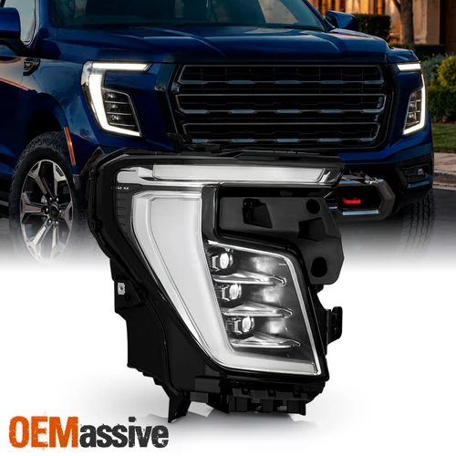 For 2025-2026 GMC Yukon XL AT4 FULL LED DRL Tube Projector Black Headlight Right
