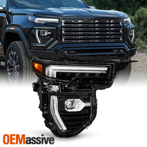 For 2023-2026 GM Canyon FULL LED DRL Tube Signal Projector Black Headlight Right