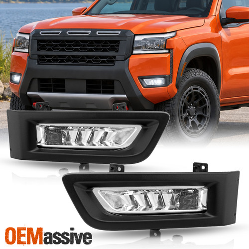 For 2025-2027 Nissan Frontier [Full LED] Clear Fog Lights Pair w/ Bracket Switch