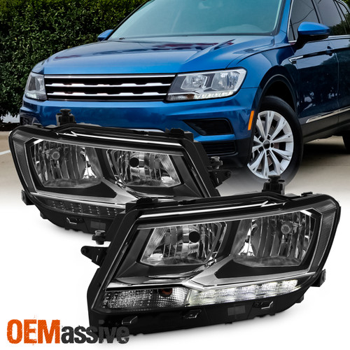 For 2018-2021 VW Tiguan Halogen w/LED DRL Signal Headlights Headlamp Assembly