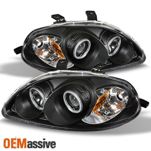 Honda Civic 03.99-02.01/ Front Headlights Angel Eyes Black