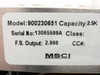 MSCI 900230651; Load Cell 2.5K0 Capacity; 235" Cable Length