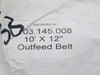 Lynx Labeling 103.145.008; Outfeed Belt; 12" Wide x 10' Long