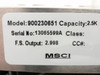 MSCI 900230651; Load Cell 2.5K0 Capacity; 235" Cable Length MSCI 900230651; Load Cell 2.5K0 Capacity; 235" Cable Length