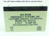 Big Beam 2E4XL1RW-L; Emergency Exit Sign; NEEDS BATTERY