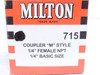 Milton S-715; Coupler Body; 1/4NPT; M-Style