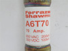 Ferraz-Shawmut A6T20; Very Fast Acting Fuse; 70A; 600VAC