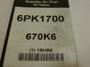 Bando 6PK1700; Serpentine Belt 670K6; 6-ribs 67.0"L; 1MHB6