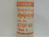 Gould A70P40; Amp-Trap Ceramic Fuse; 40A; 700VAC/DC