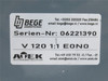 Bege V 120 1:1 E0NO; Bevel Gear Drive; RA; 1:1 Ratio