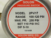 Solon 2PV/17; Pressure Switch; 1/4 FNPT 100-120Psi; 250 Max