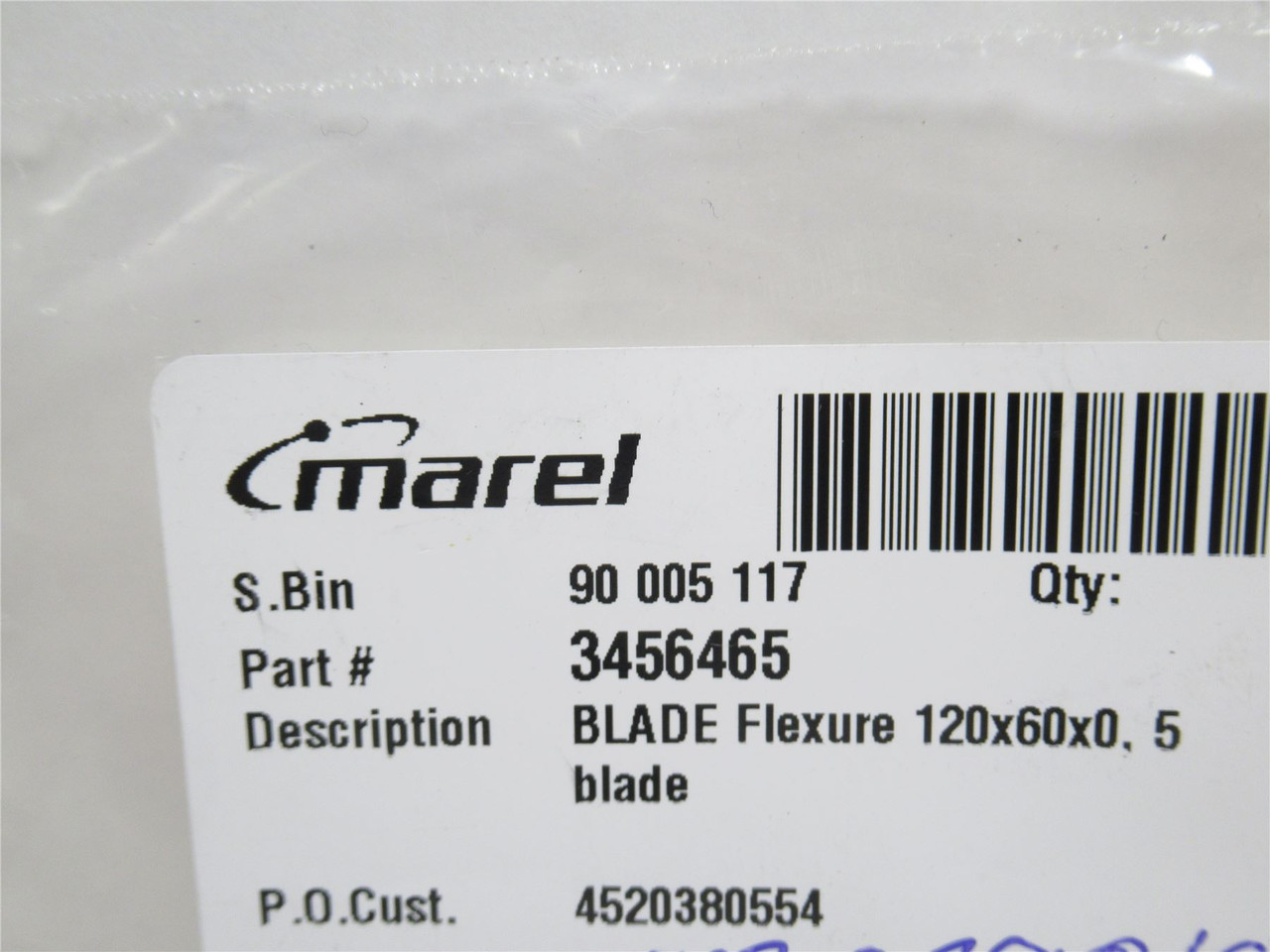Marel 3456465; Lot-3; SS Blade Fixtures; 120mm x 60mm x 0.5mm