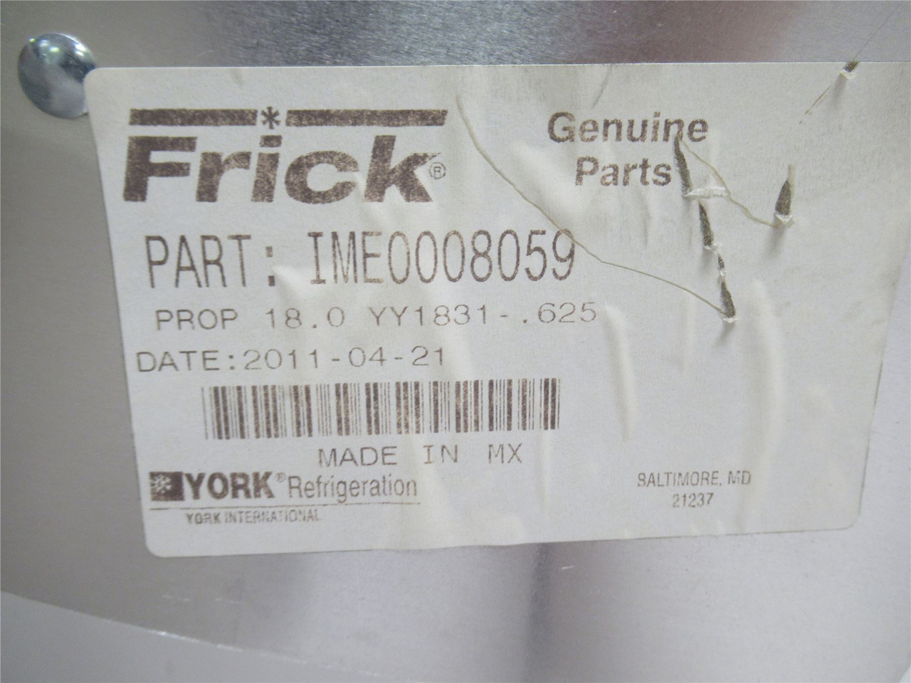 Frick IME0008059; Aluminum Fan 60940801M2; 18" OD x 5/8"ID