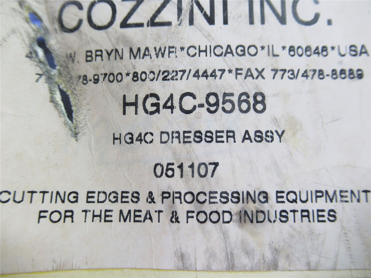 Cozzini Inc HG4C-9568; Dresser Bar Assembly