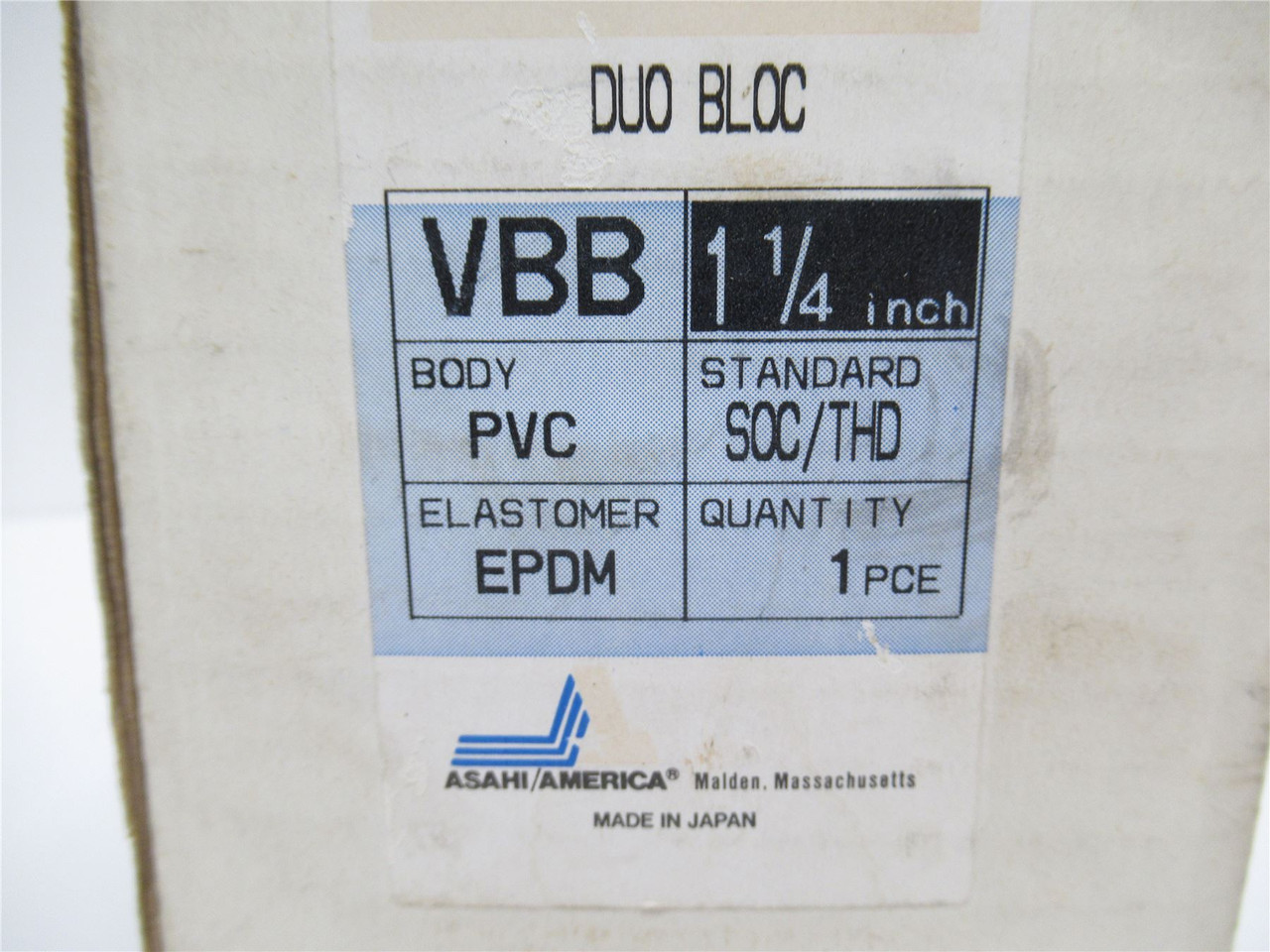 Asahi VBB 1-1/4; Inline PVC Ball Valve 1-1/4"NPS Socket only