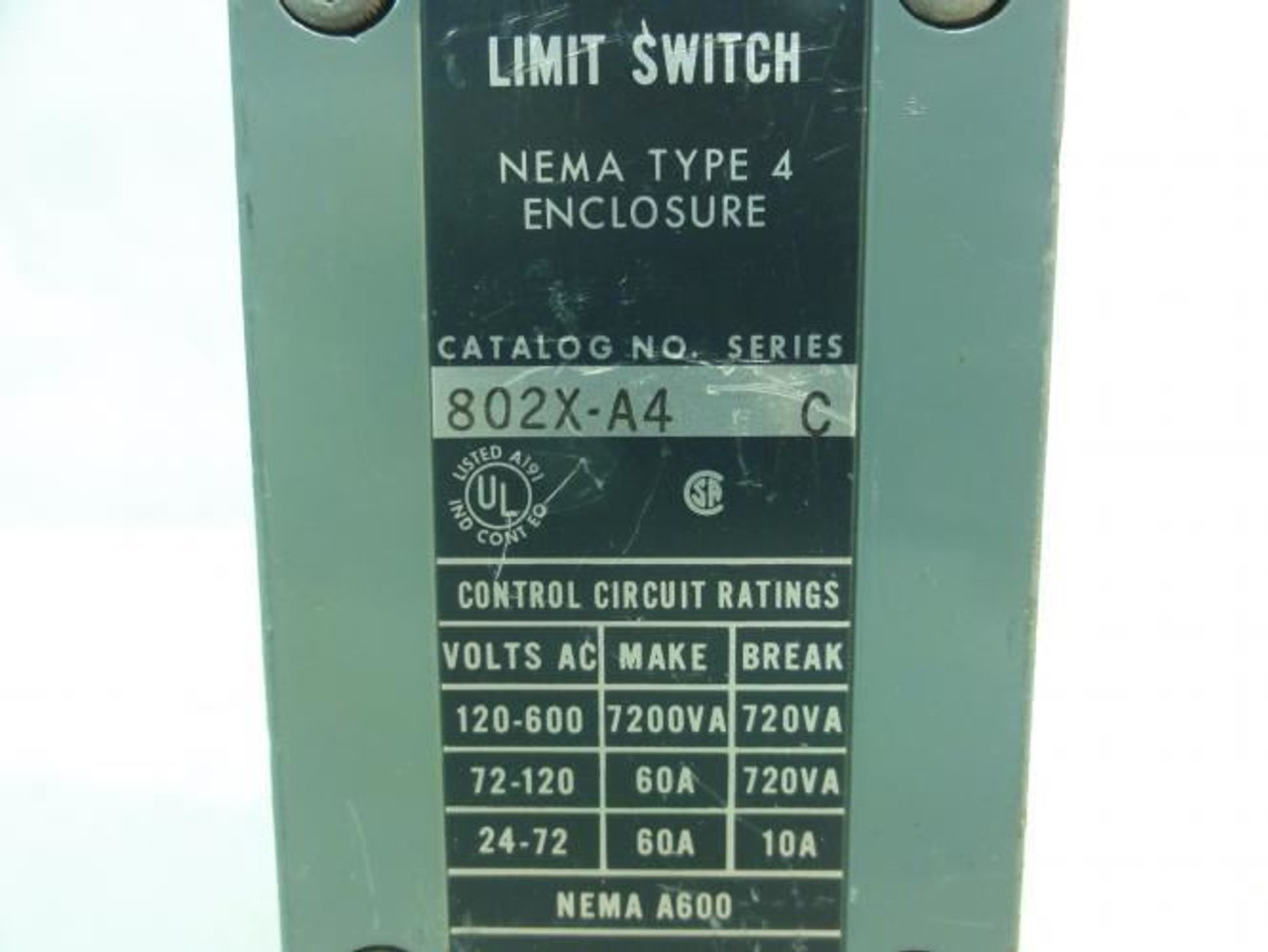 Allen-Bradley 802X-A4; Limit Switch; Series C (Missing Seal)
