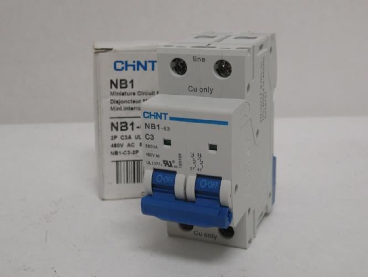 Chint NB1-C3-2P; Circuit Breaker; 3A; 2P; 480VAC; 5kA