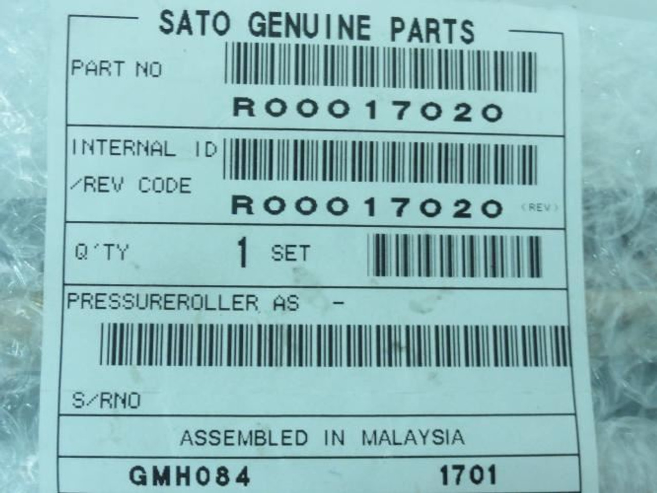Sato R00017020;  Pressure Roller Assembly 8485
