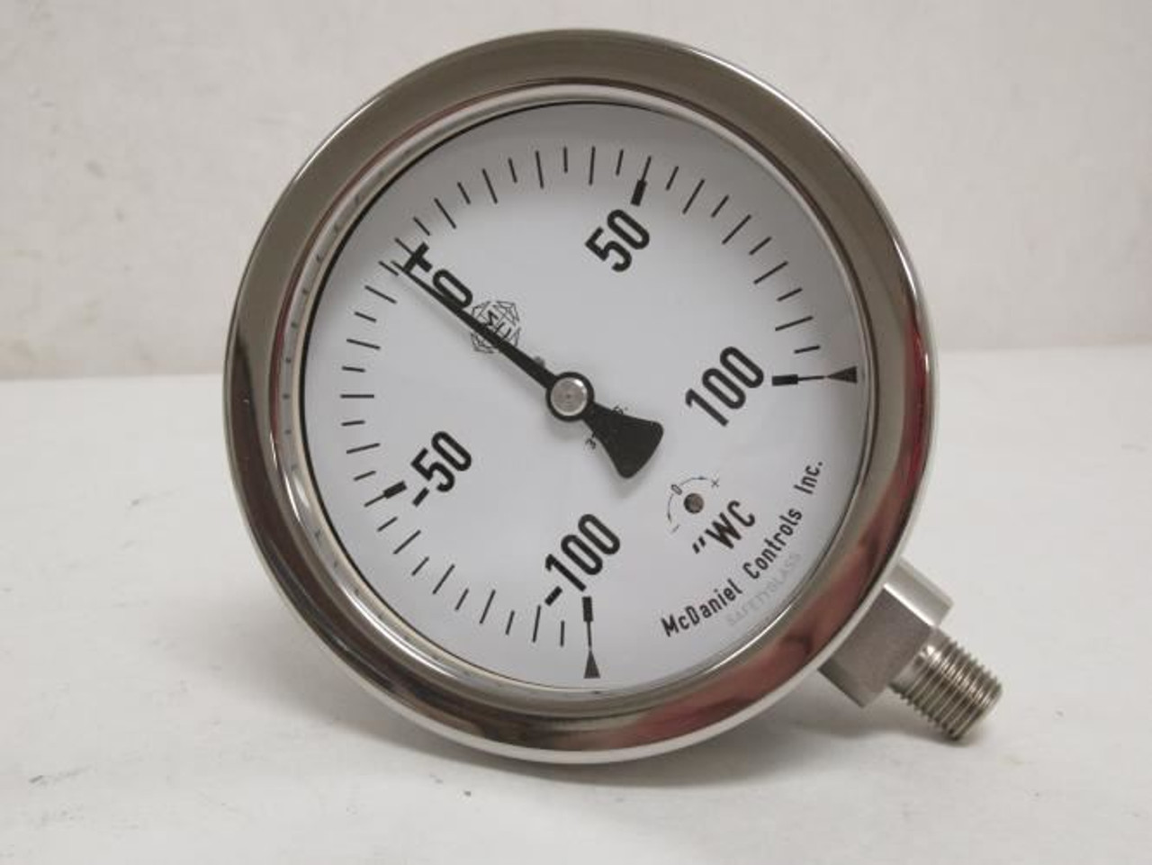 McDaniel K100; Pressure Gauge; SS; -100-0-100WC; 1/4NPT