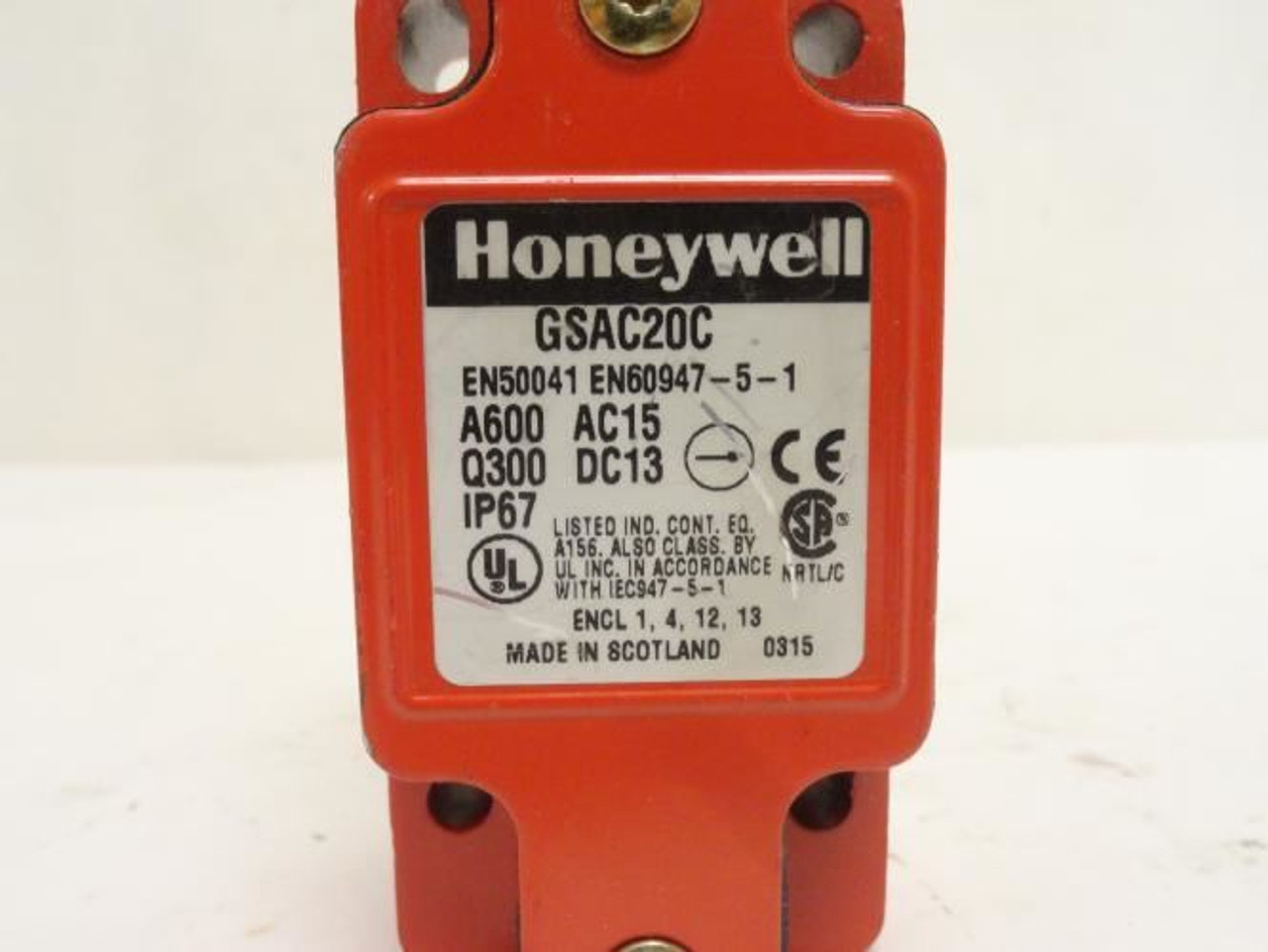 Honeywell GSAC20C; Safety Limit Switch; 2NO/2NC; DPDT