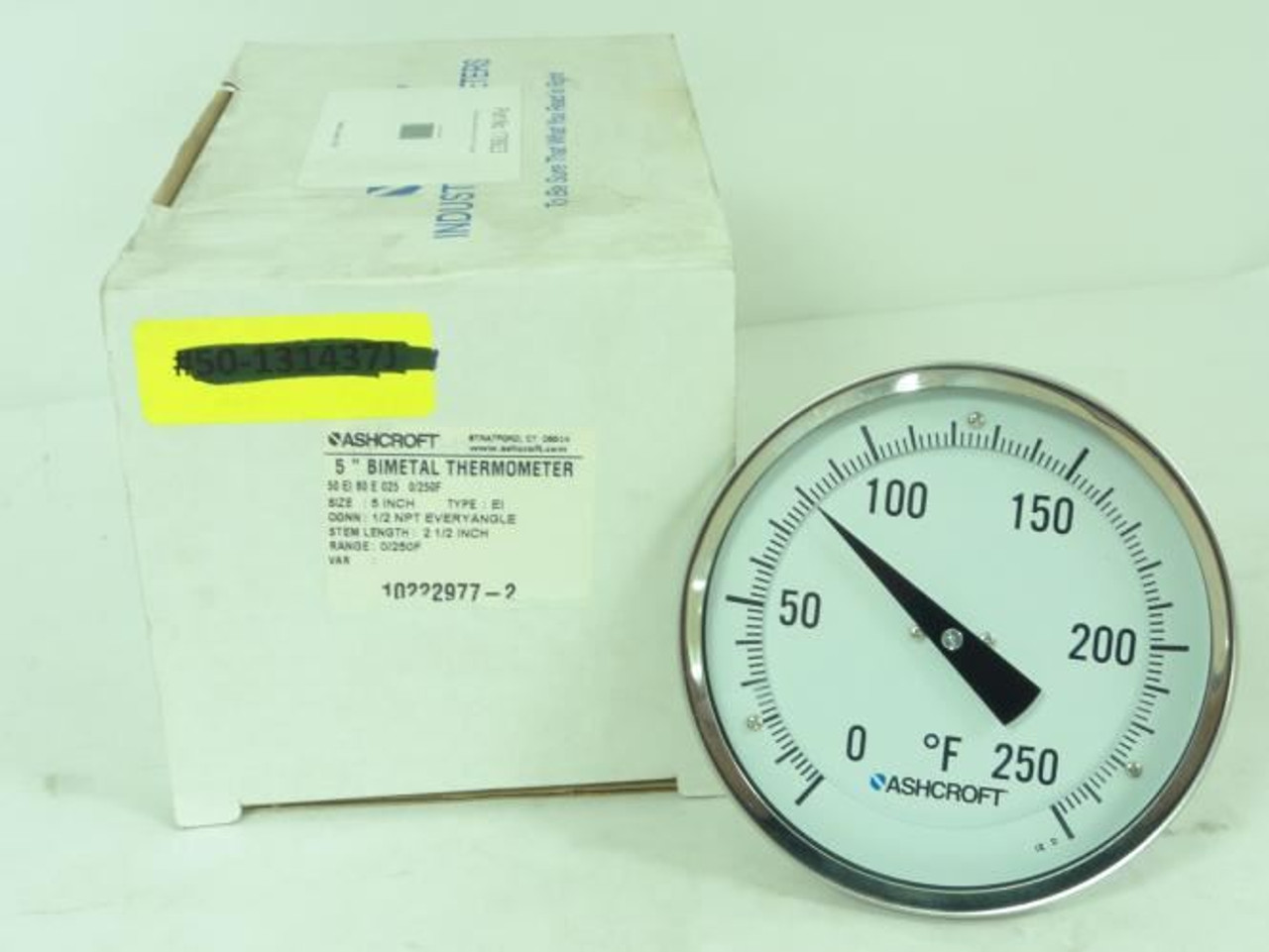 Ashcroft 50EI60E0250/250F; Bimetal Thermometer; 0-250F; 1/2NPT