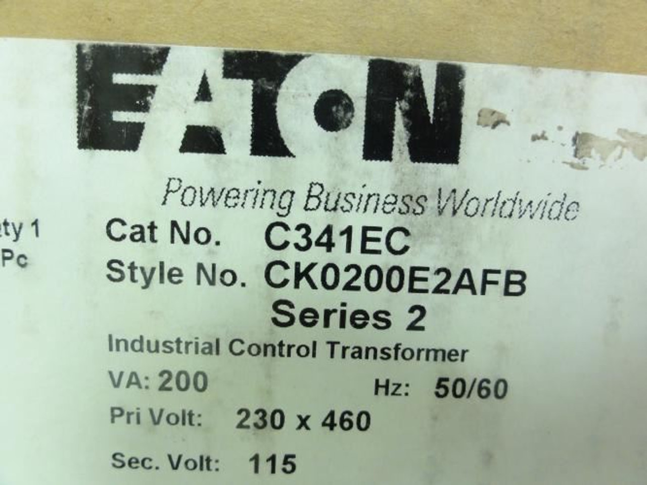 Eaton C341EC; Transformer 200VA; Pri: 230x460V to Sec:115V