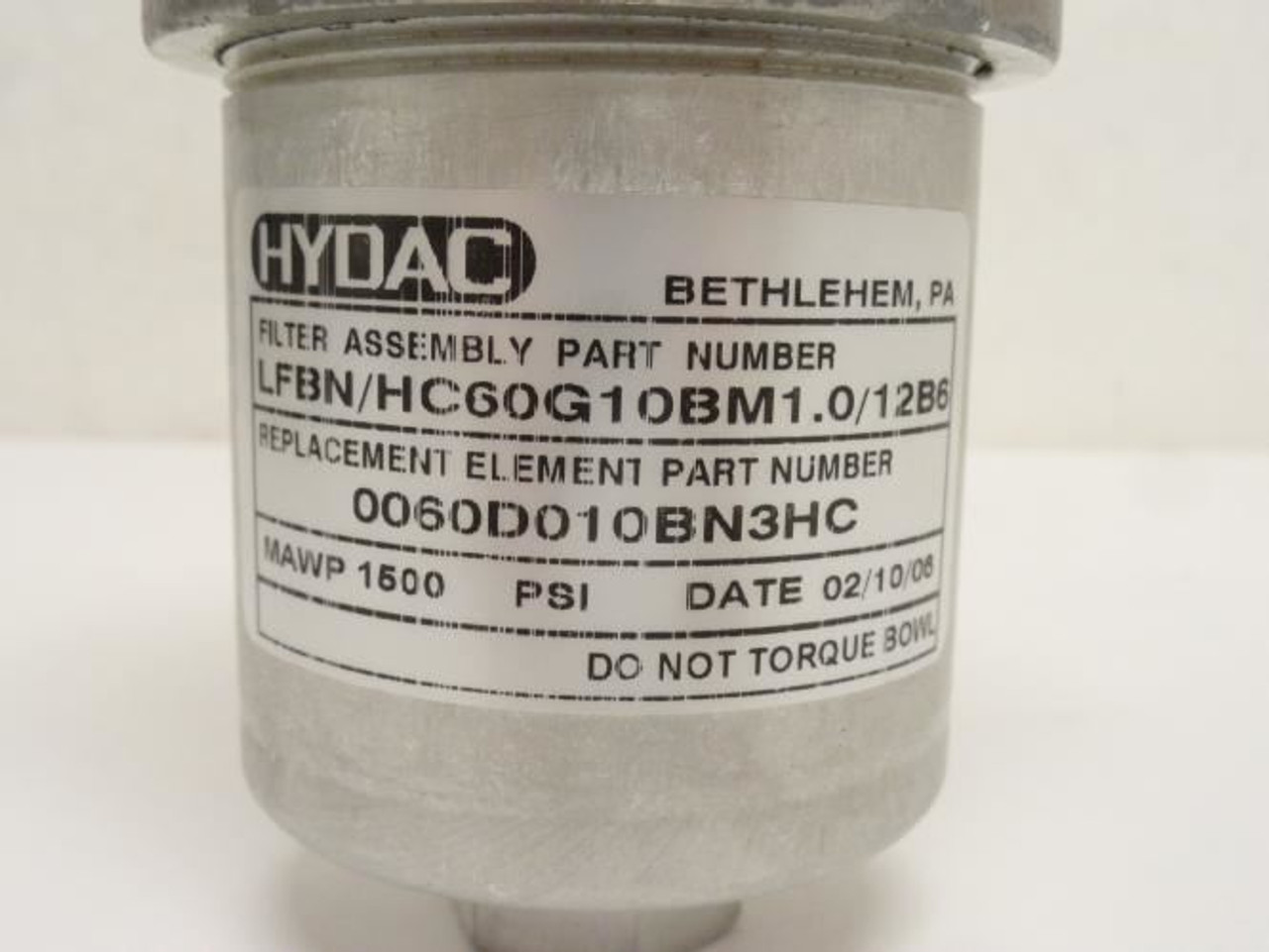 Hydac LFBN/HC60G10BM1.0/12B6; Hydraulic Filter Assy #12 SAE Port
