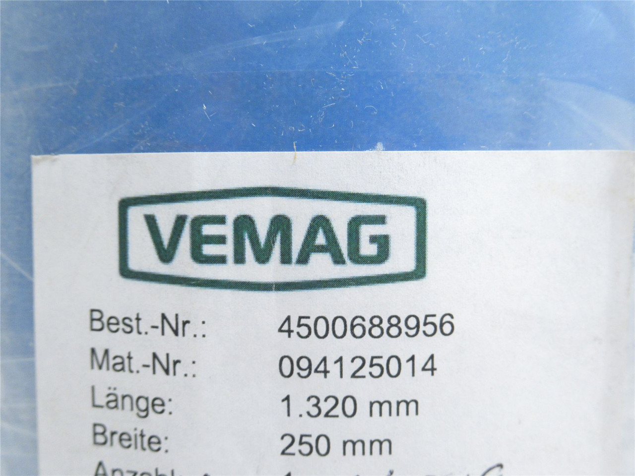 Vemag 4500688956; Blue Conveyor Belt 250mm Wide x 1320mm Long