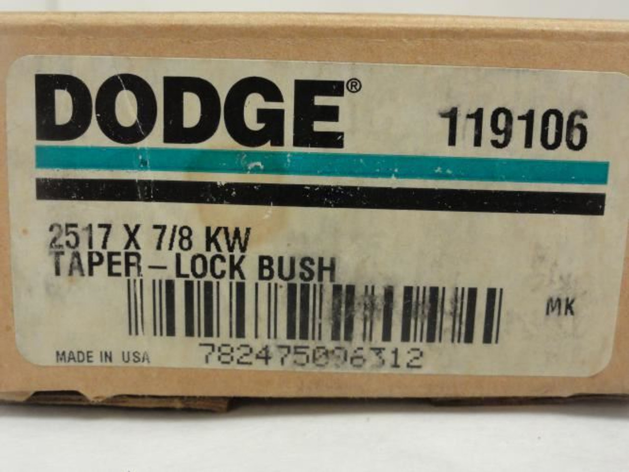 Dodge 2517 x 7/8; Taper Lock Bushing # 119106; 7/8"ID W/Key Way