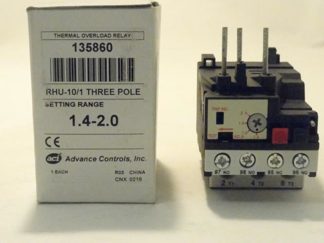 ACI 135860; Thermal Overload Relay; 3P; 1.4-2.0A; 2-NO; 2-NC