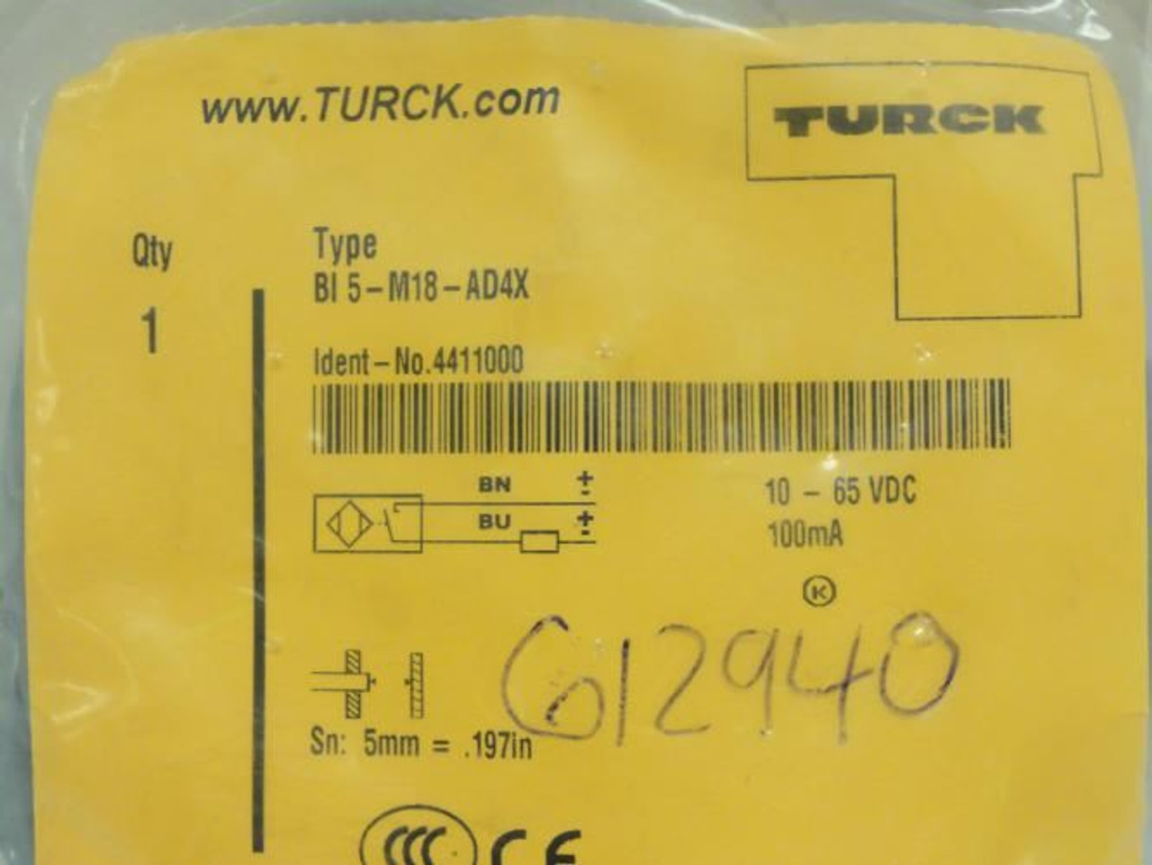 Turck Bi5-MI8-AD4X; Proximity Sensor 10-65VDC